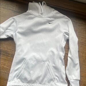 Nike White Hooded Pullover with Black Swoosh